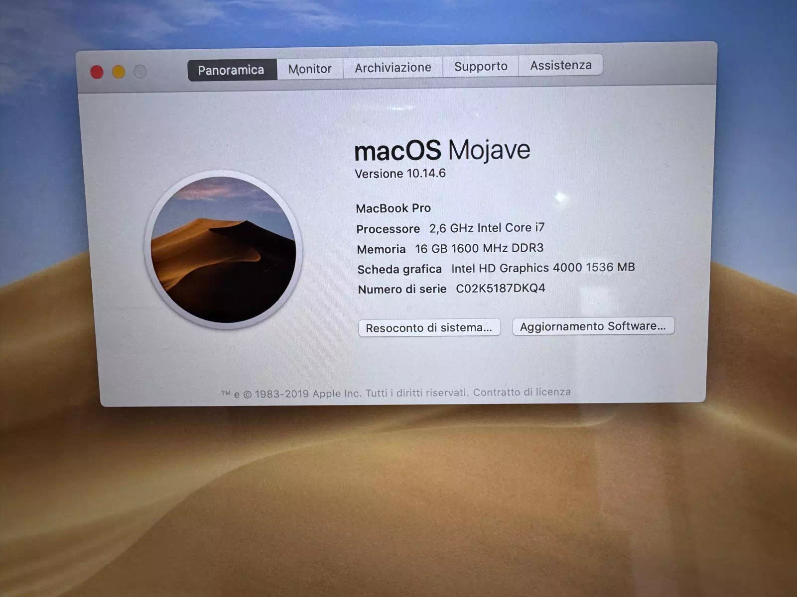 Apple Macbook Pro Retina A1398 metà 2012